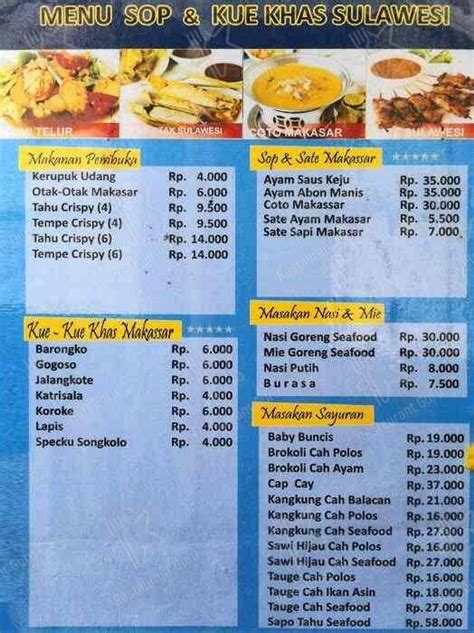 sulawesi restaurant menu